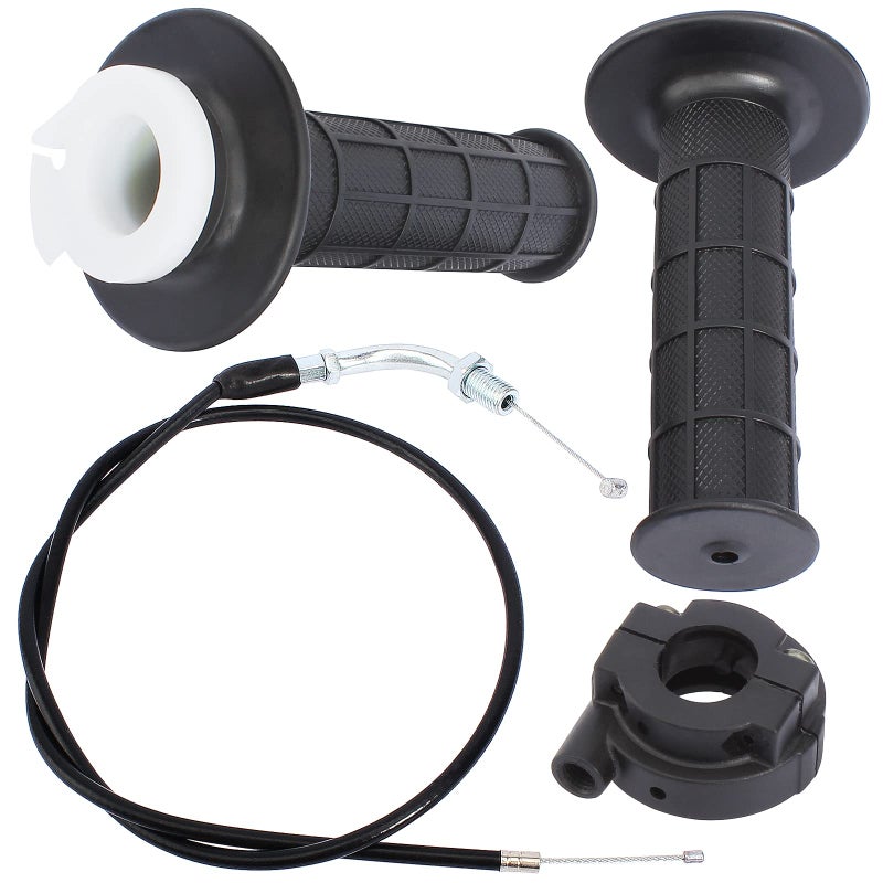 QAZAKY Twist Throttle Accelerator Handle Grip Cable Set for Quad ATV Go Kart 4-stroke Pit Dirt Mini Pocket Bikes 50cc 60cc 66cc 90cc 110cc 125cc 140cc 150cc 190cc 200cc 7/8inch 22mm Handlebars SDG SSR - Image 1